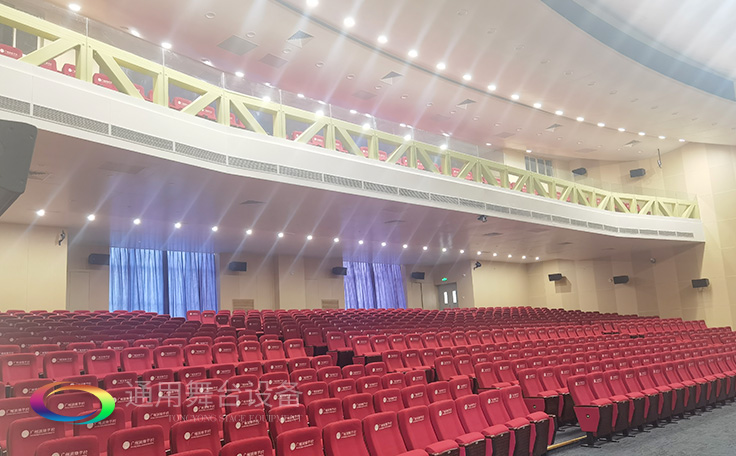 廣州雅源學校舞臺阻燃幕布、舞臺座椅、舞臺燈光、舞臺音響效果展示
